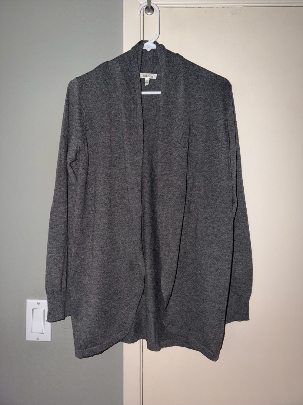 Ella Moss Charcoal Open-Front Knit Cardigan